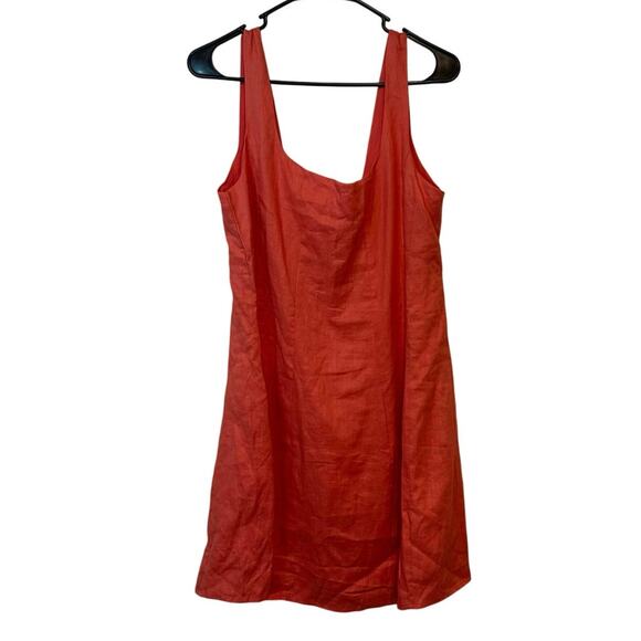 Petal + Pup Dresses & Skirts - Petal + Pup Dillon Mini Dress 100% Linen Size 10 Blood Orange Casual Summer NWT